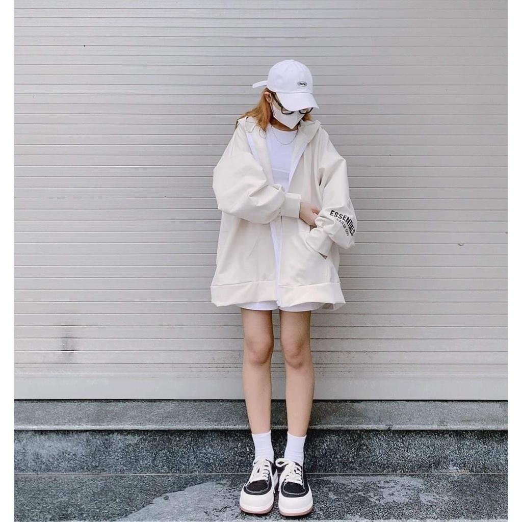 Áo khoác chất nỉ Unisex ESSEN áo khoác jacket có mũ Hàn Quốc_VIETCEN
