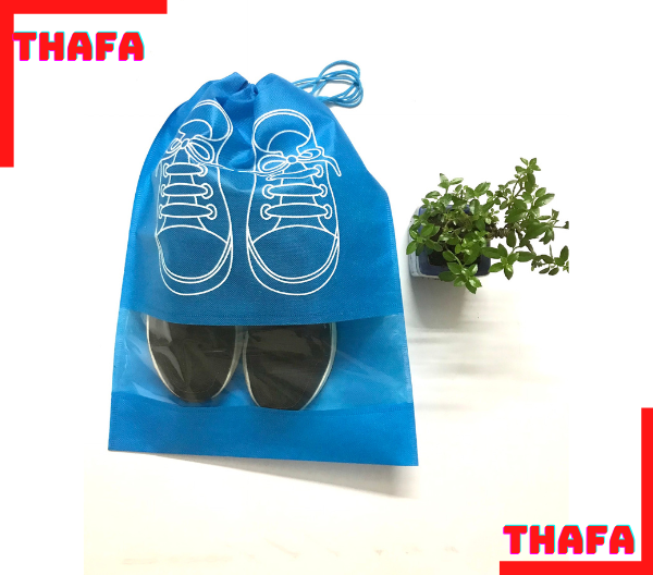 Combo 5 Túi Đựng Giày Dép Túi Xách Chất Liệu Vải Không Dệt Có Dây Rút THAFA Size Lớn (44x35cm)