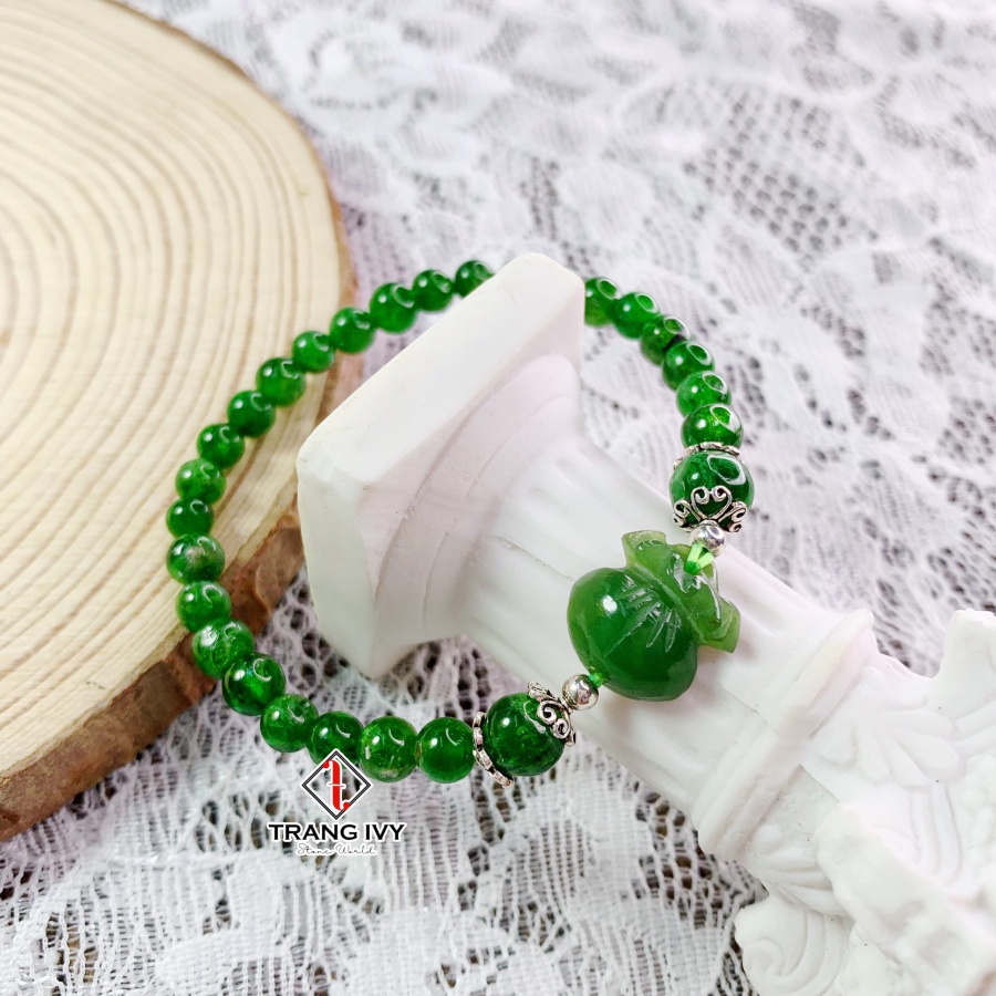 Vòng Tay Diopside Mix Túi Tiền Ngọc Bích