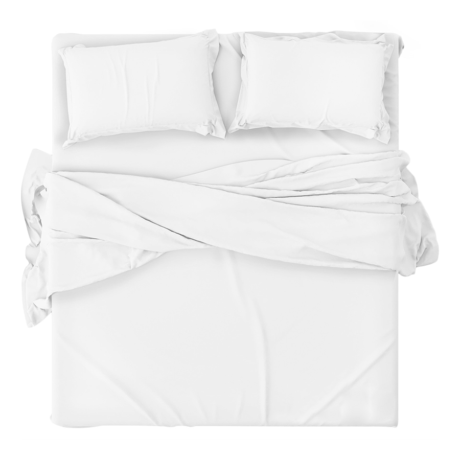 Bộ Vỏ Chăn Ga Gối Cao Cấp 4 Món Nhập Khẩu Cotton Poly TT-01 - Trắng