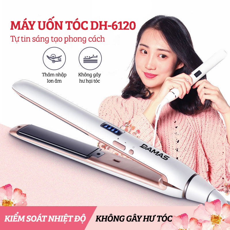 Hình ảnh Máy Uốn Tóc, Máy Ép Tóc, Duỗi Tóc Đa Năng Kiểu Hàn Quốc DAMAS DH6120 - Thiết kế với 4 mức nhiệt tùy chỉnh phù hợp với nhiều loại tóc khác nhau giúp duỗi thẳng, làm xoăn tóc chuẩn Salon ngay tại nhà mà không cần phải ra cửa tiệm - Hàng Chính Hãng