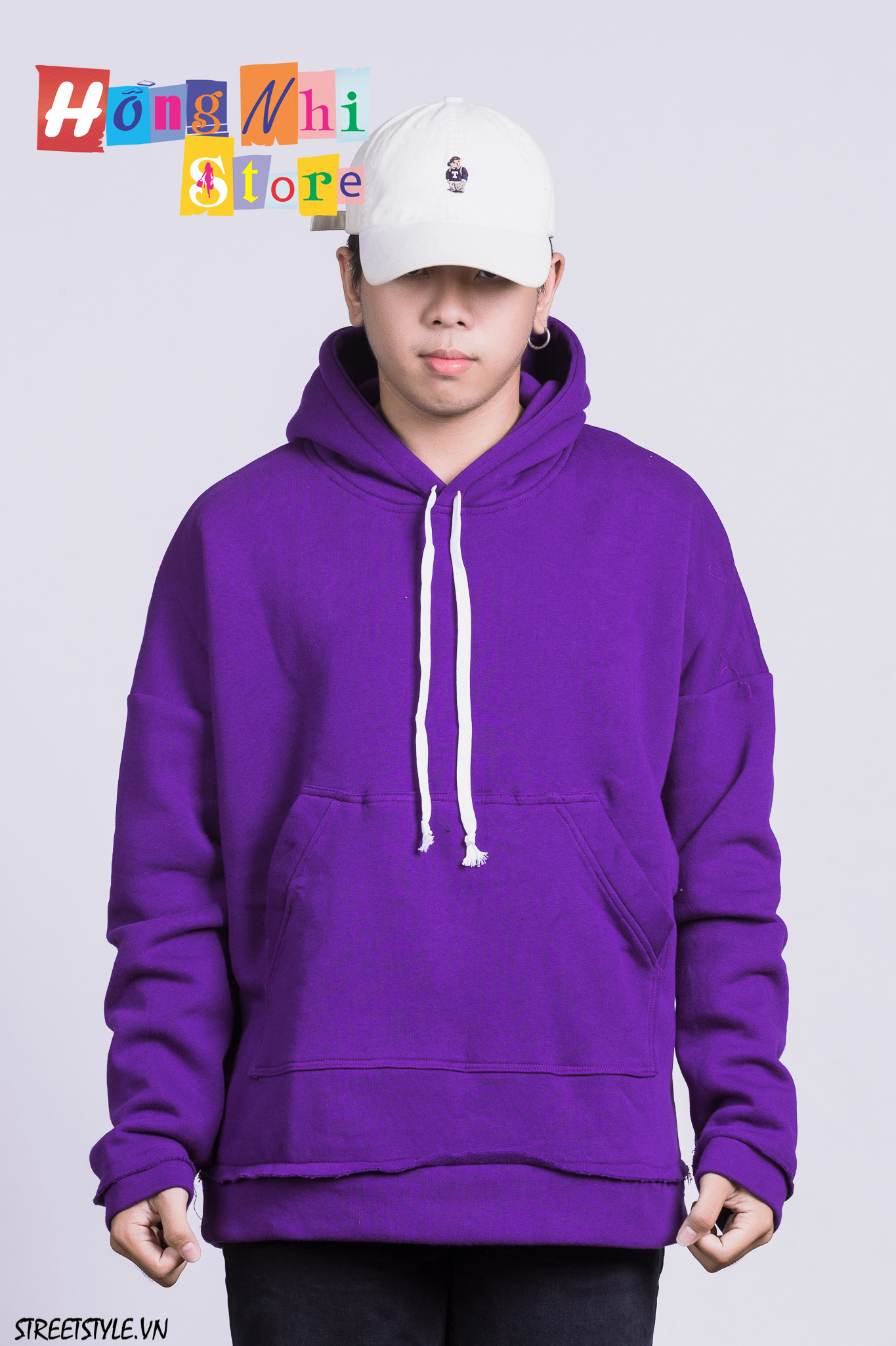 Áo Hoodie Trơn Màu Tím Cao Cấp Dáng Rộng Unisex Nam Nữ Mặc Được - MM