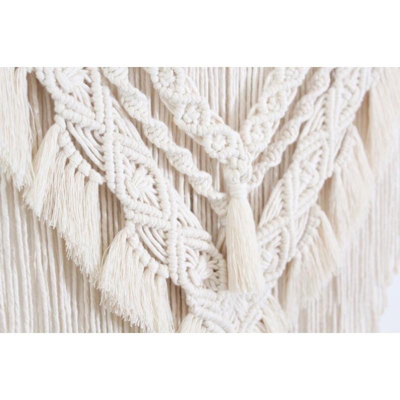 Mành treo trang trí Macrame Phong cách Boho trắng kem - MN12