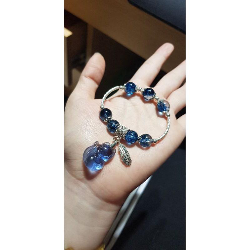 Vòng bạc hồ ly ưu linh xanh