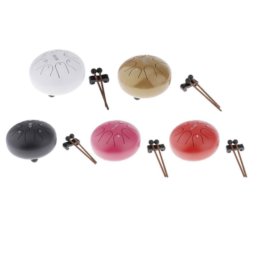 6 Inch Mini 8-Tone Steel Tongue Drum F Key Percussion Instrument Hand Pan Drum with 2pcs Drum Mallets
