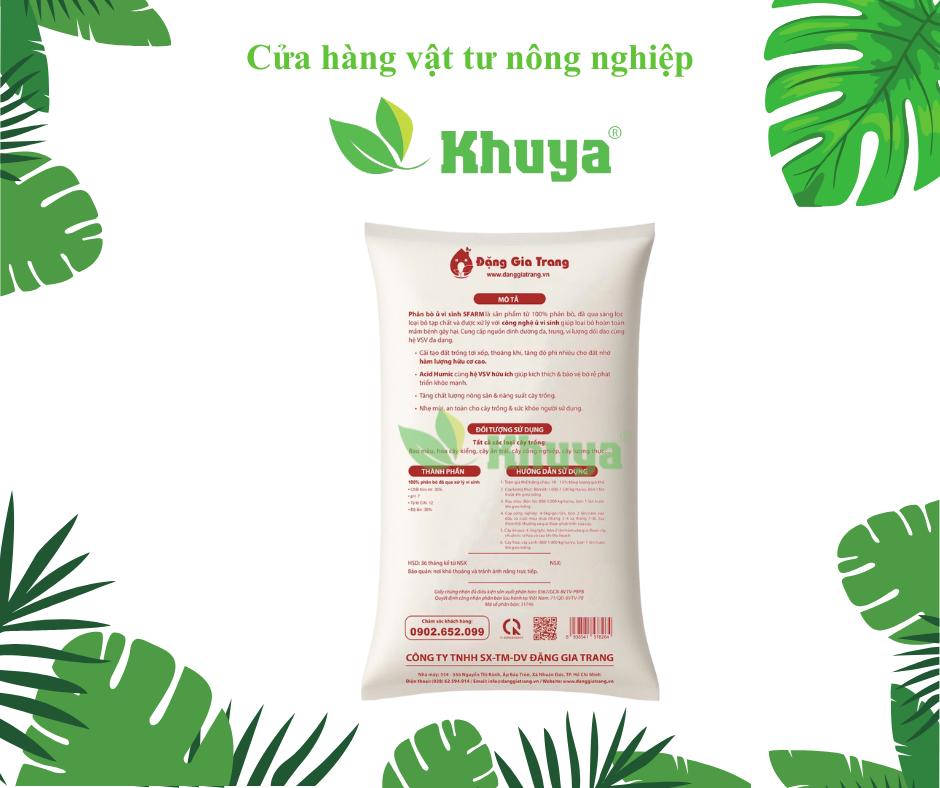 Phân bò hữu cơ vi sinh Sfarm 5kg