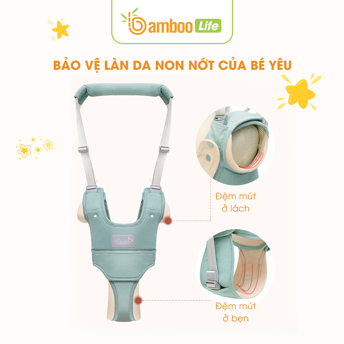 Dây đai tập đi cho bé cao cấp Bamboo Life hàng chính hãng thiết kế an toàn hỗ trợ cho bé tập đi BL039