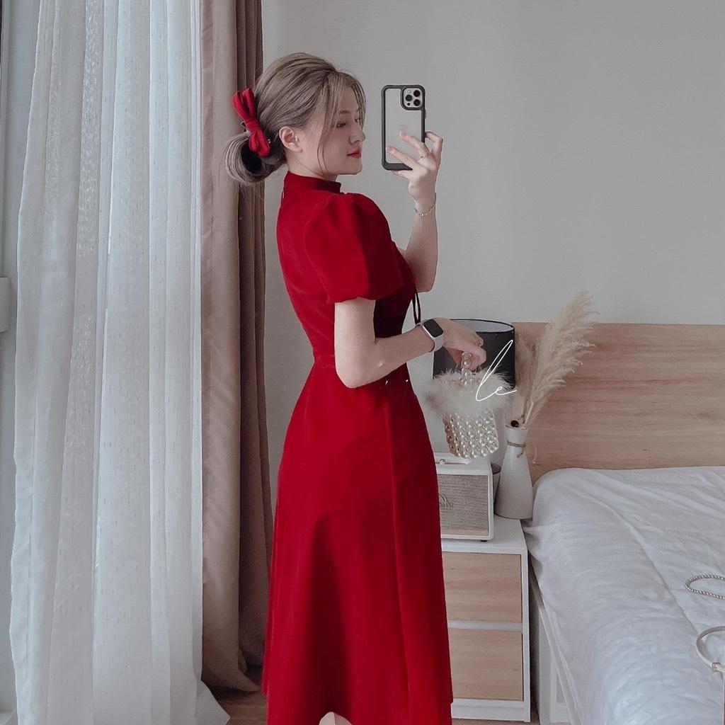ĐẦM XÒE NHUNG TAY BÍ CỔ NƠ 14136