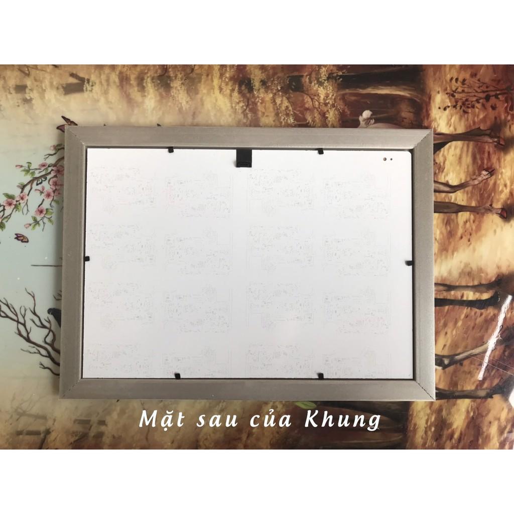 Khung ảnh, khung bằng khen A4 nâu viền vàng, tặng kèm đinh ba chân không phải khoan tường