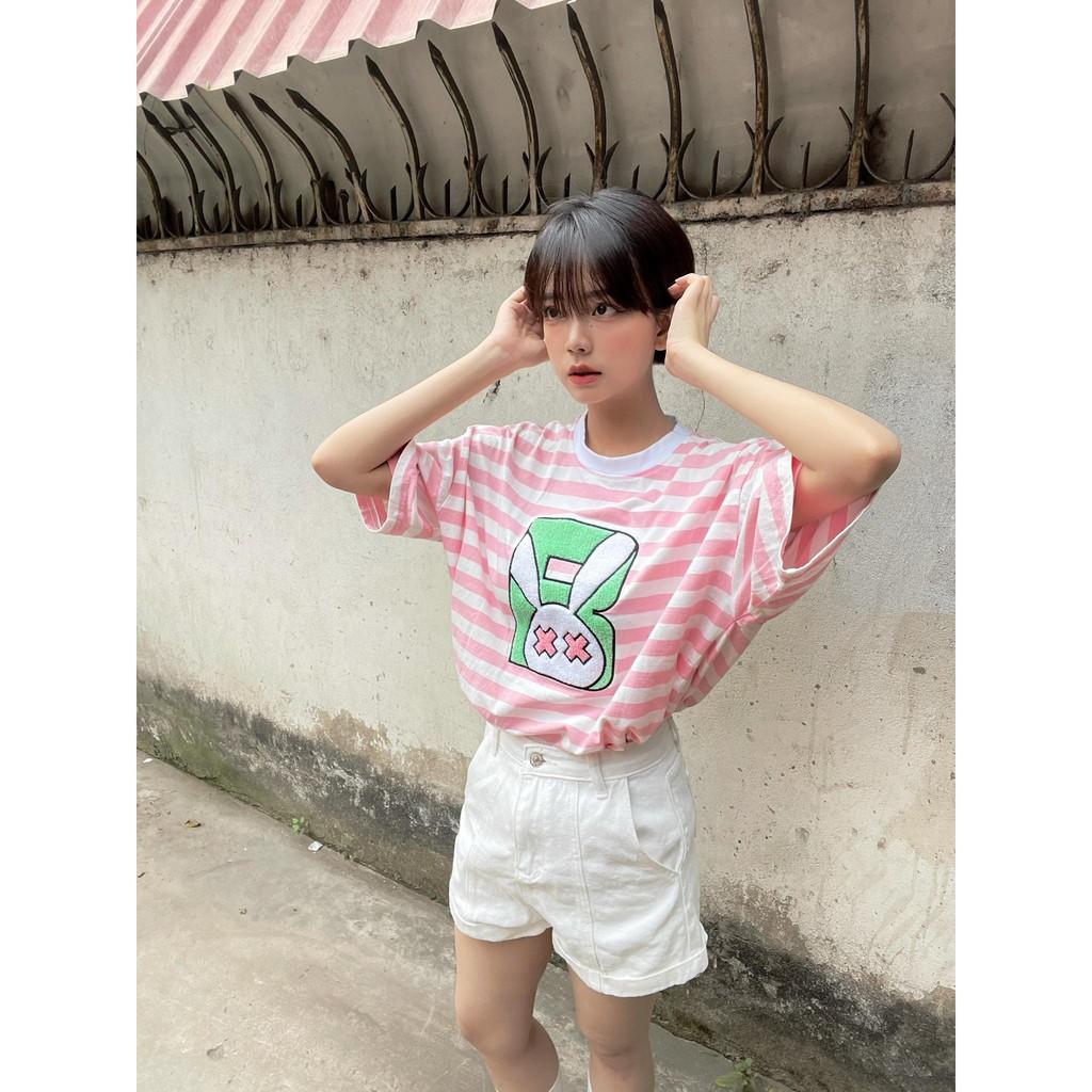 Áo Thun Unisex Bad Rabbit Stripes Kẻ Hồng 100% Cotton - Local Brand Chính Hãng