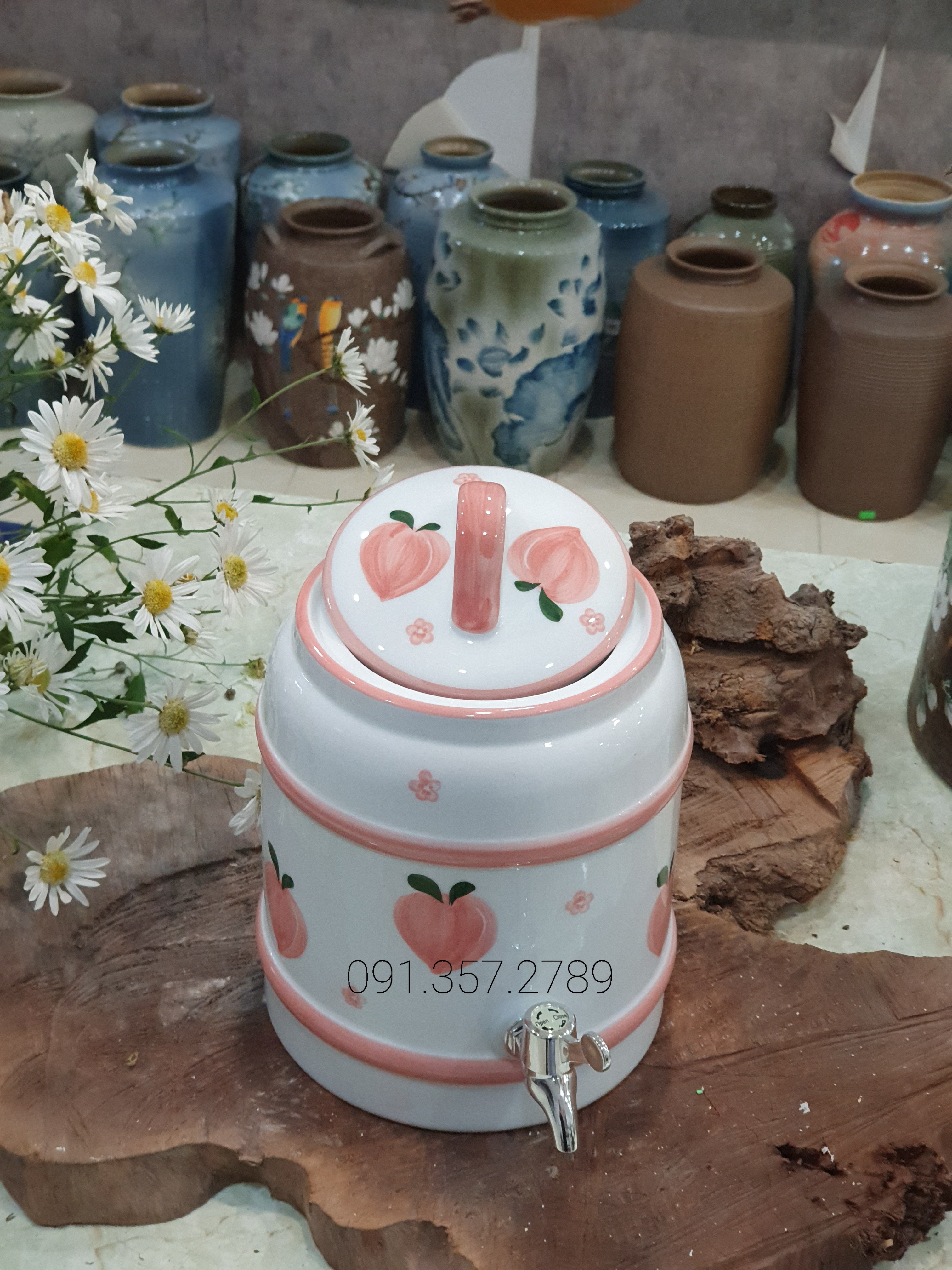 Bình đựng nước sứ Bát Tràng dung tích 9 lít