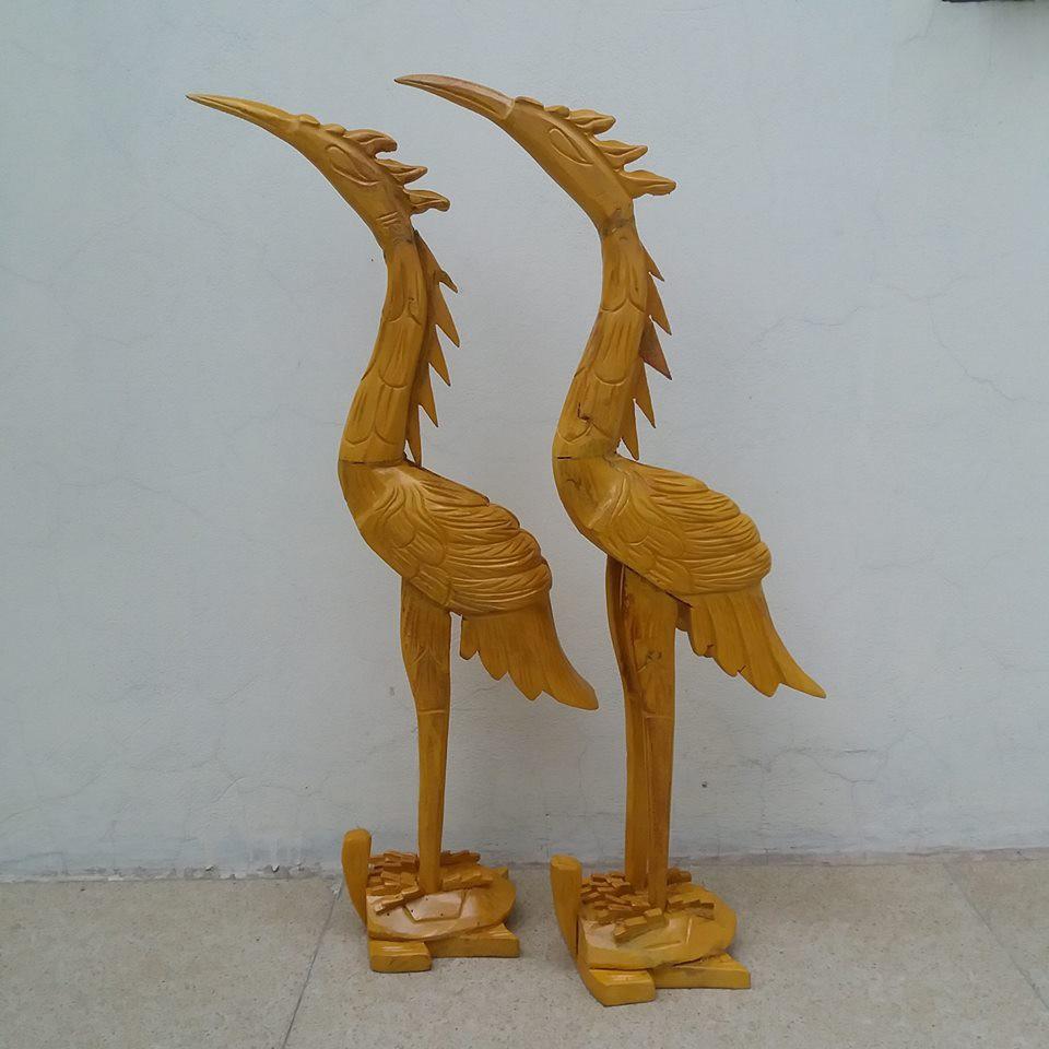 Hạc thờ gỗ mít cao 61cmx25cmx12cm