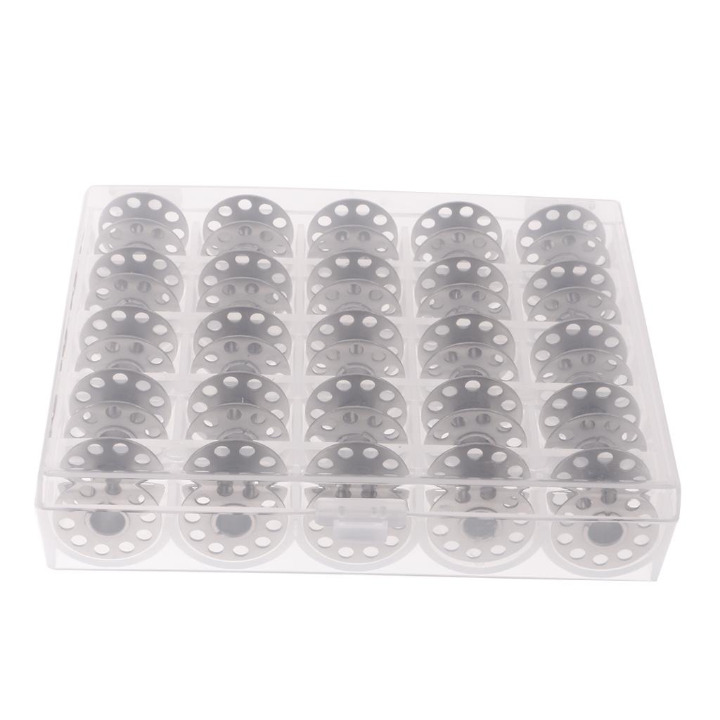 25 Pieces Metal Bobbins Sewing Machine Bobbins Case Organizer with Case 25mm