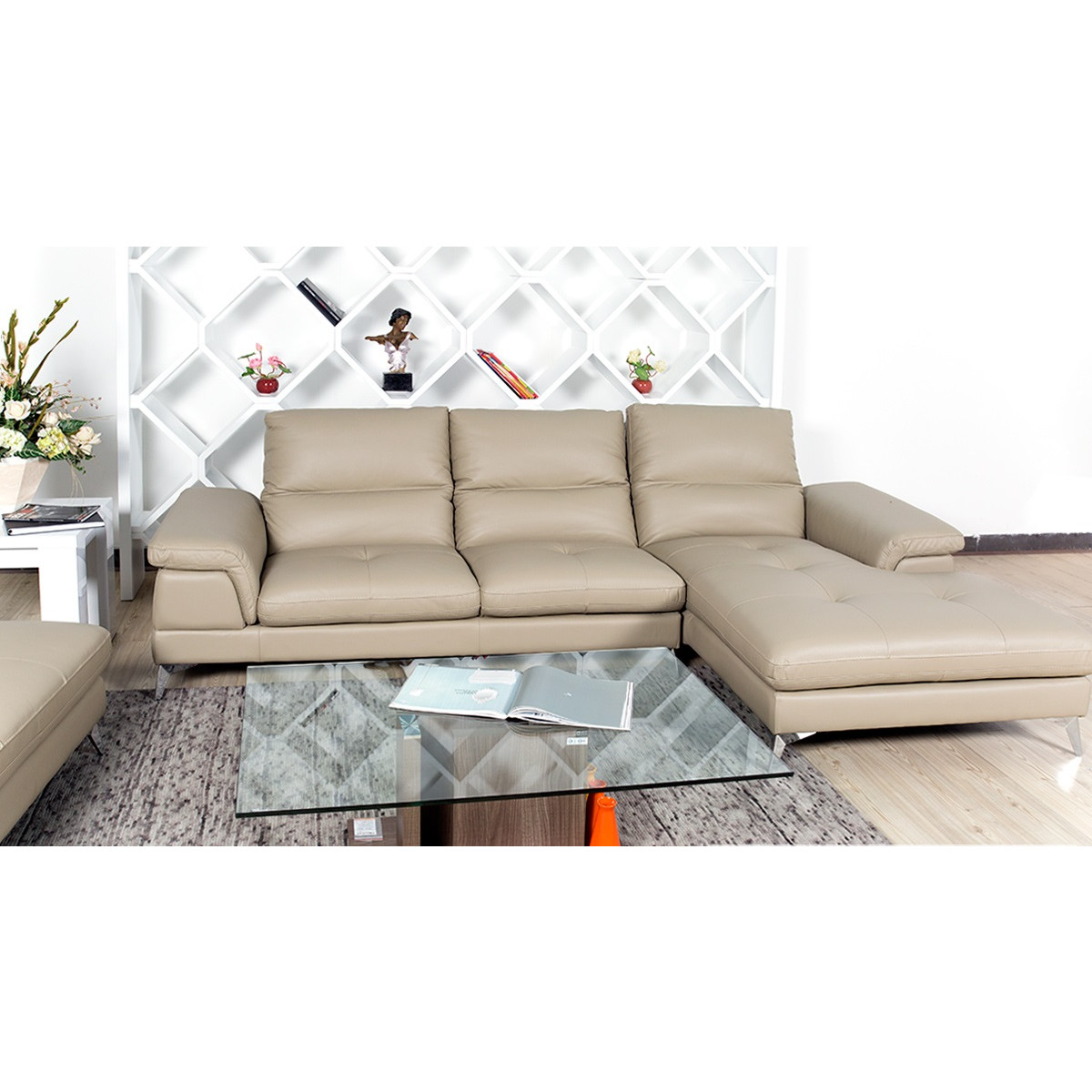 Ghế Sofa góc trung bình Juno S70958 254 x 93/153 x 83 cm (Kem)