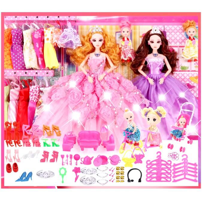 Set Hộp Búp Bê Gia Đình Kèm Phụ Kiện 98 Chi Tiết Thời Trang