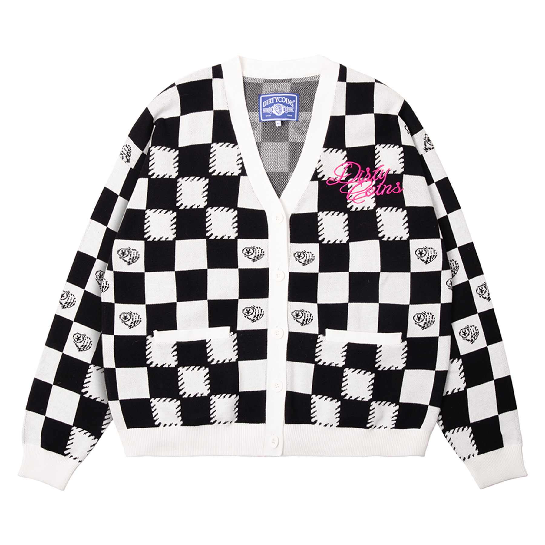 DirtyCoins Áo khoác Checkerboard Knit Cardigan