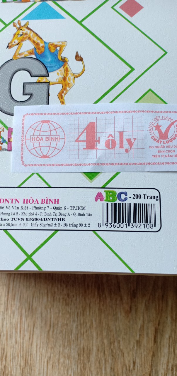 Combo 20 Quyển Tập ABC Hòa Bình gồm )