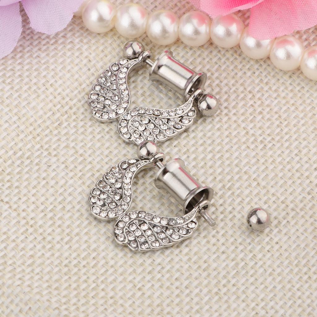 2 Pieces Stainless Steel Angel Wings Ear Plugs Tunnel Expander Gauges Bar