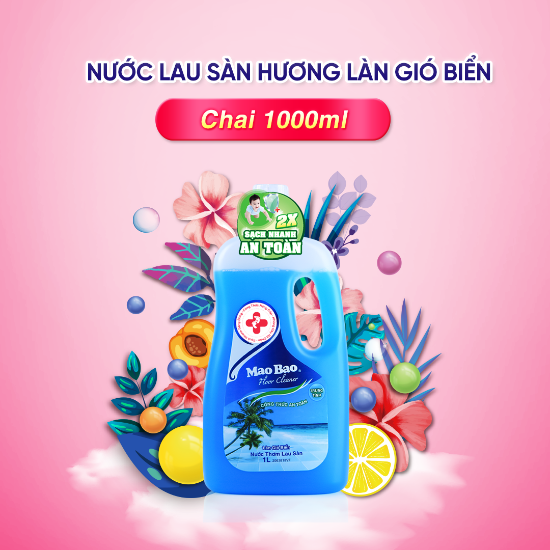 Nước Lau Sàn Diệt Khuẩn Mao Bao Hương Làn Gió Biển chai 1000ml