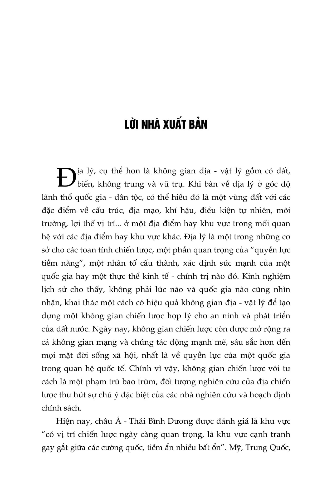 Địa Chiến Lược Việt Nam Tầm Nhìn 2030 Những Vấn Đề Lý Luận, Thực Tiễn Và Thích Ứng Chính Sách - PGS. TSKH. Trần Khánh