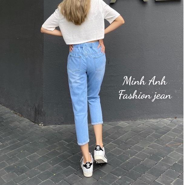 Quần jean nữ baggy lưng thun cao cấp có size đại