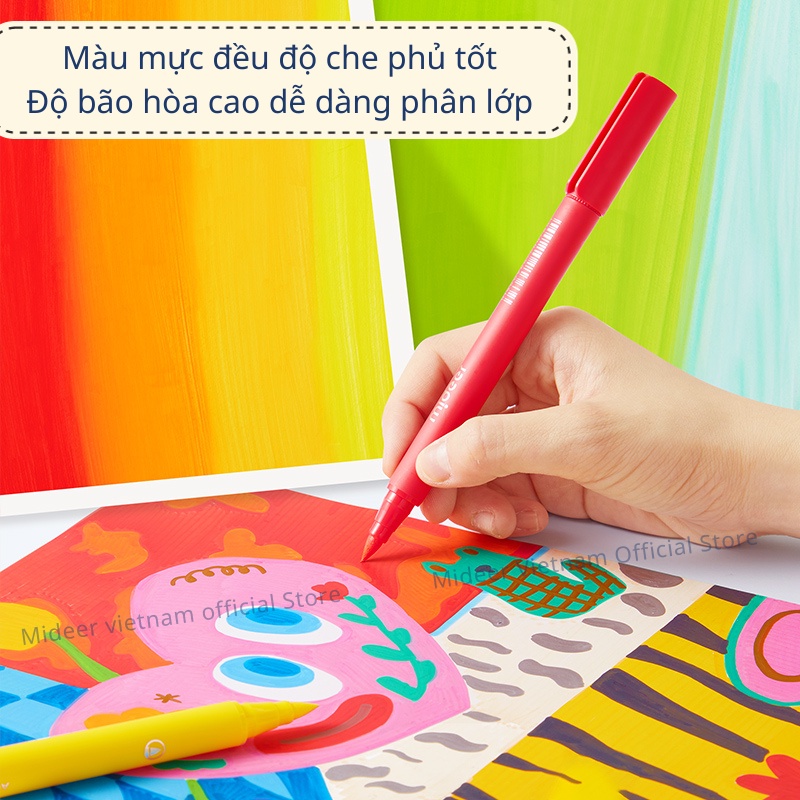 Bút Lông Màu Mực Acrylic An Toàn Vẽ Được Trên Nhiều Vật Liệu Mideer Acrylic Marker Ultra-soft Nib