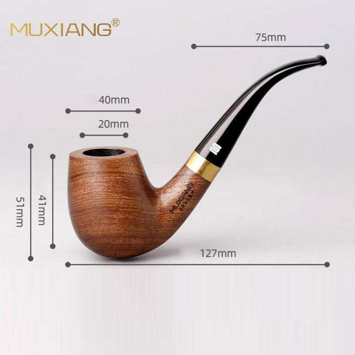Tẩu Thuốc Gỗ Hồng mộc cán cong Ad0052