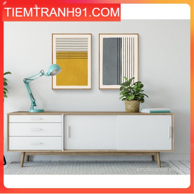 Tranh treo tường | Bộ 2 tranh Mustard Wall Art, Set of 2 Abstract Prints, Original Minimalist Printable Art