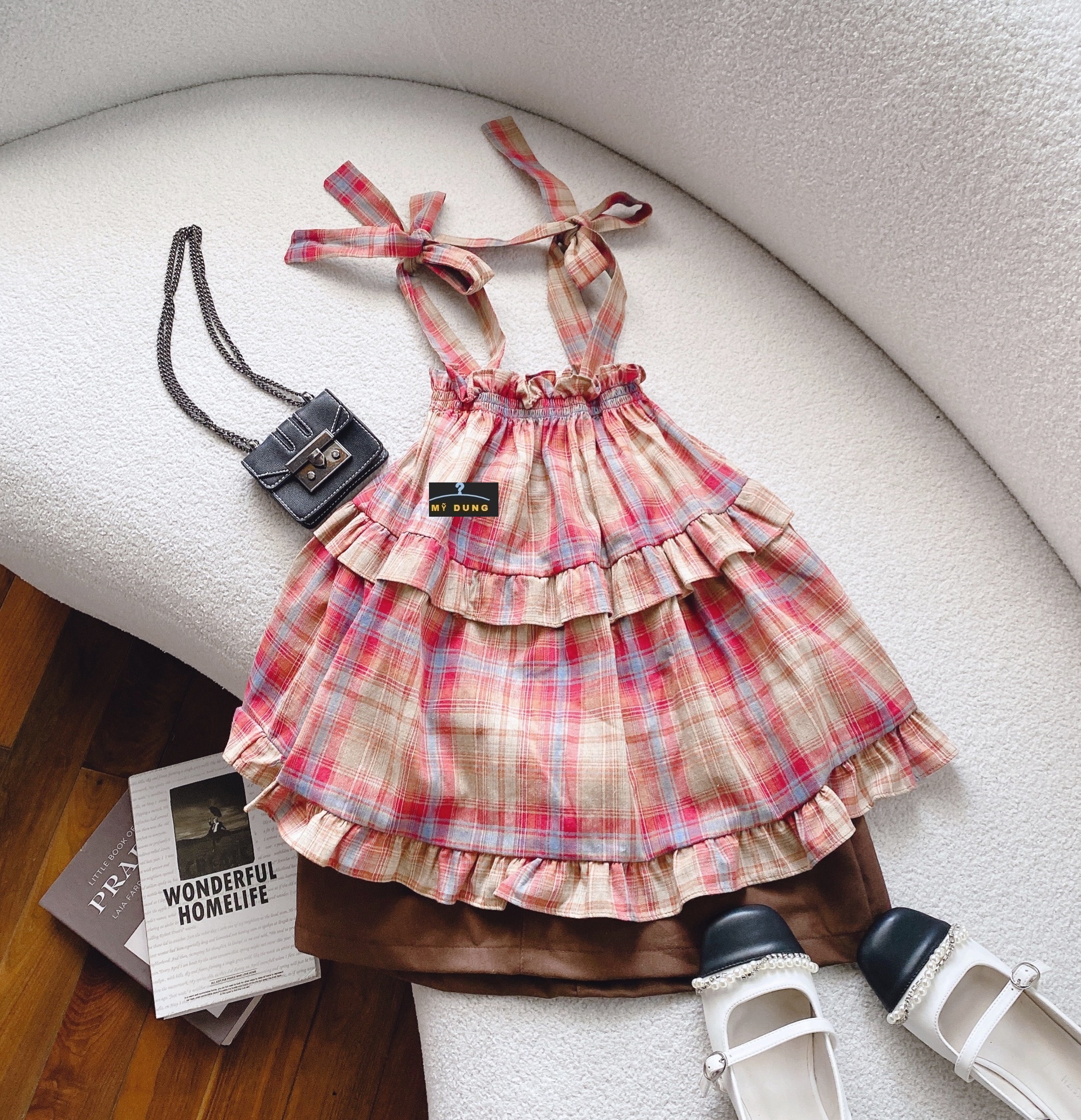 SIÊU KUTE NHÉ CÁC NÀNG, VỚI SET ÁO BB DOLL CARO 2S+ CHÂN VÁY KAKI NÂU- NĂNG ĐỘNG- HÀNG THIẾT KẾ LOẠI 1.