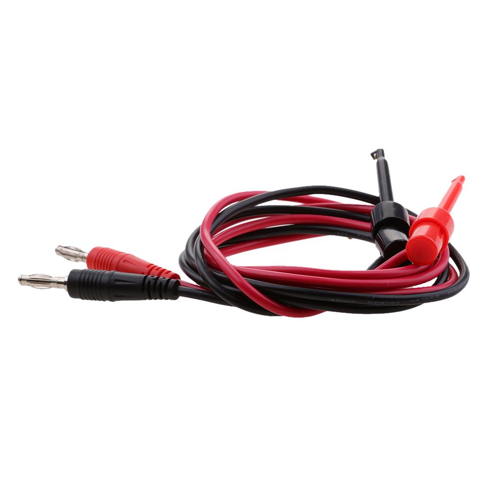 2Pcs 4mm Banana Plug to Medium Test Hook Clip Cable for Electrical Testing