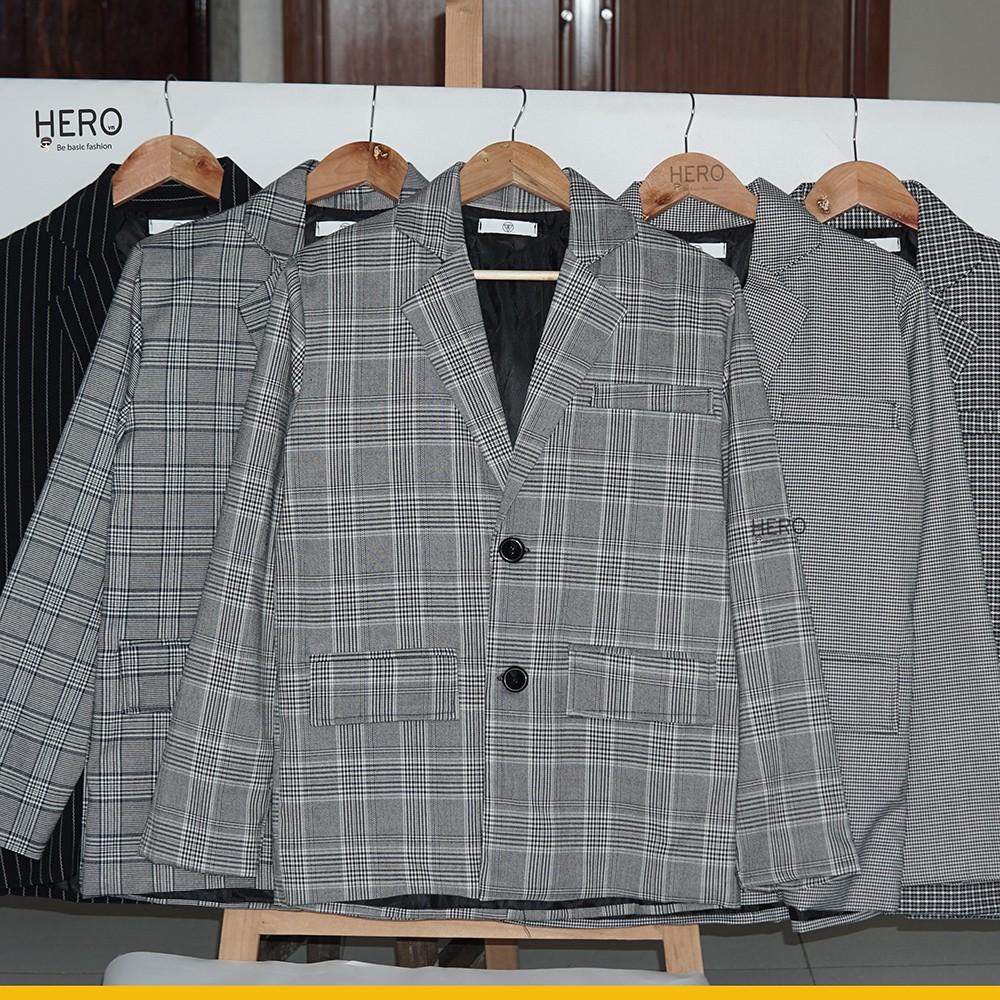 Áo Blazer Caro 2 Lớp Nam Nữ Form Dáng Rộng Phong Cách Hàn Quốc BZ15