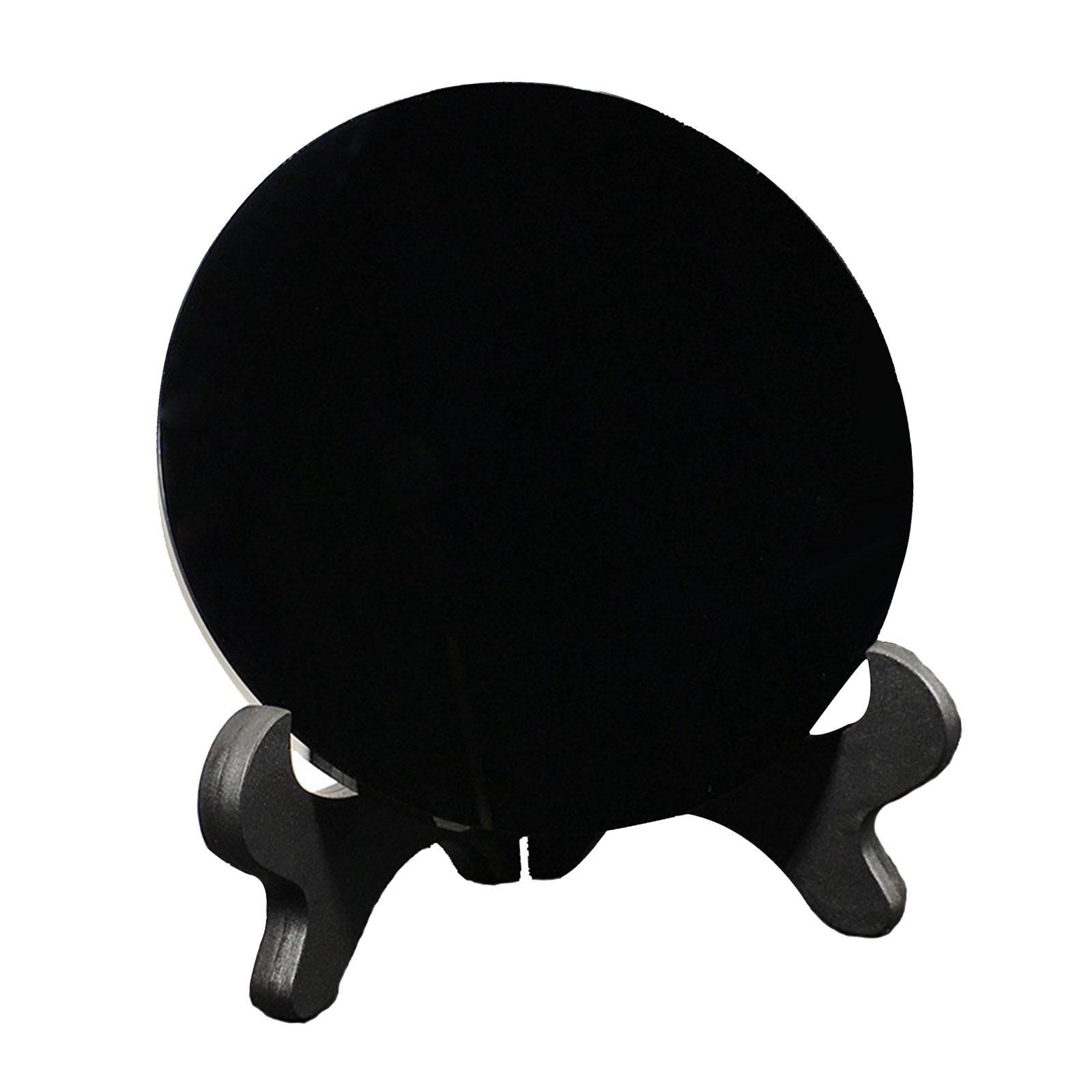 Obsidian Stone Disc Obsidian Pocket Scrying Mirror Crafts Home Desk Decor Augury Meditation Round Plate Flat Disk Circle Disc