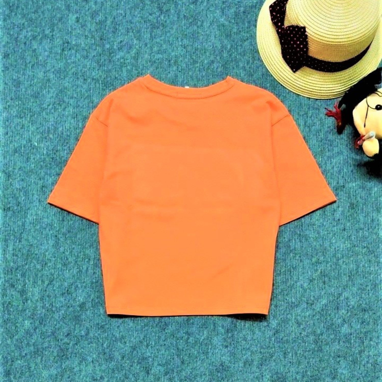 G0314 Áo thun croptop Mickey màu cam cho bé gái