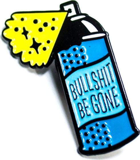 Bình Xịt Bull Shit Be Gone - Pin sticker ghim cài áo