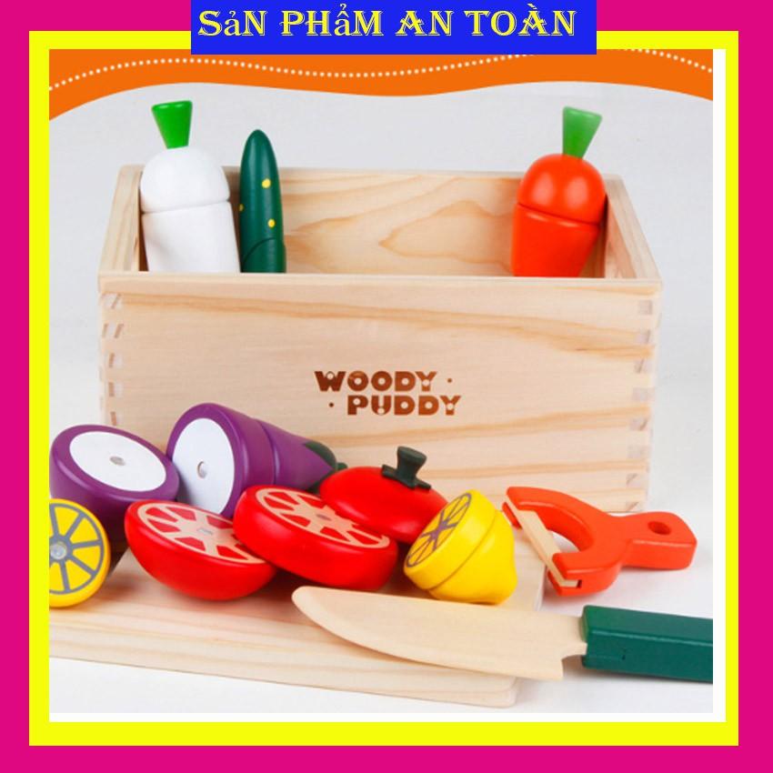 Đồ chơi cắt hoa quả bằng gỗ Woody Puddy - Bổ hoa quả Hàng xuất Nhật