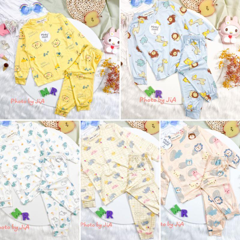 Bộ Dài tay thun lạnh Minky Mom in hình toàn thân cho bé trai bé gái từ 7-27kg
