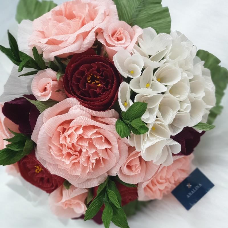 Hoa Cưới - Hồng Pháp JARDINERE, Handmade- Giấy nhún nhập từ Ý