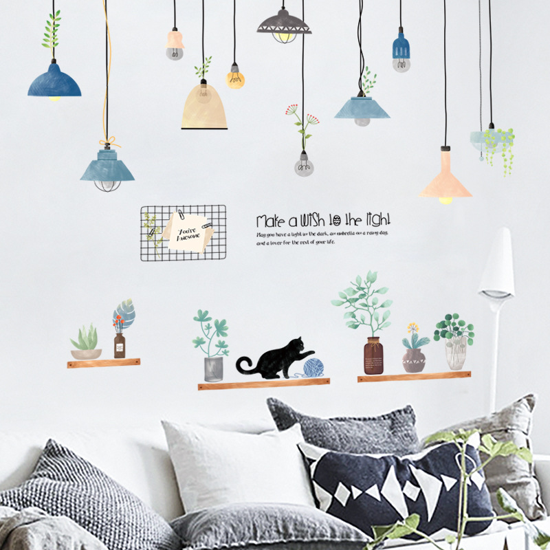 Decal dán tường phòng khách Đèn treo 10 trang trí nhà cửa sáng tạo (100 x 120 cm)