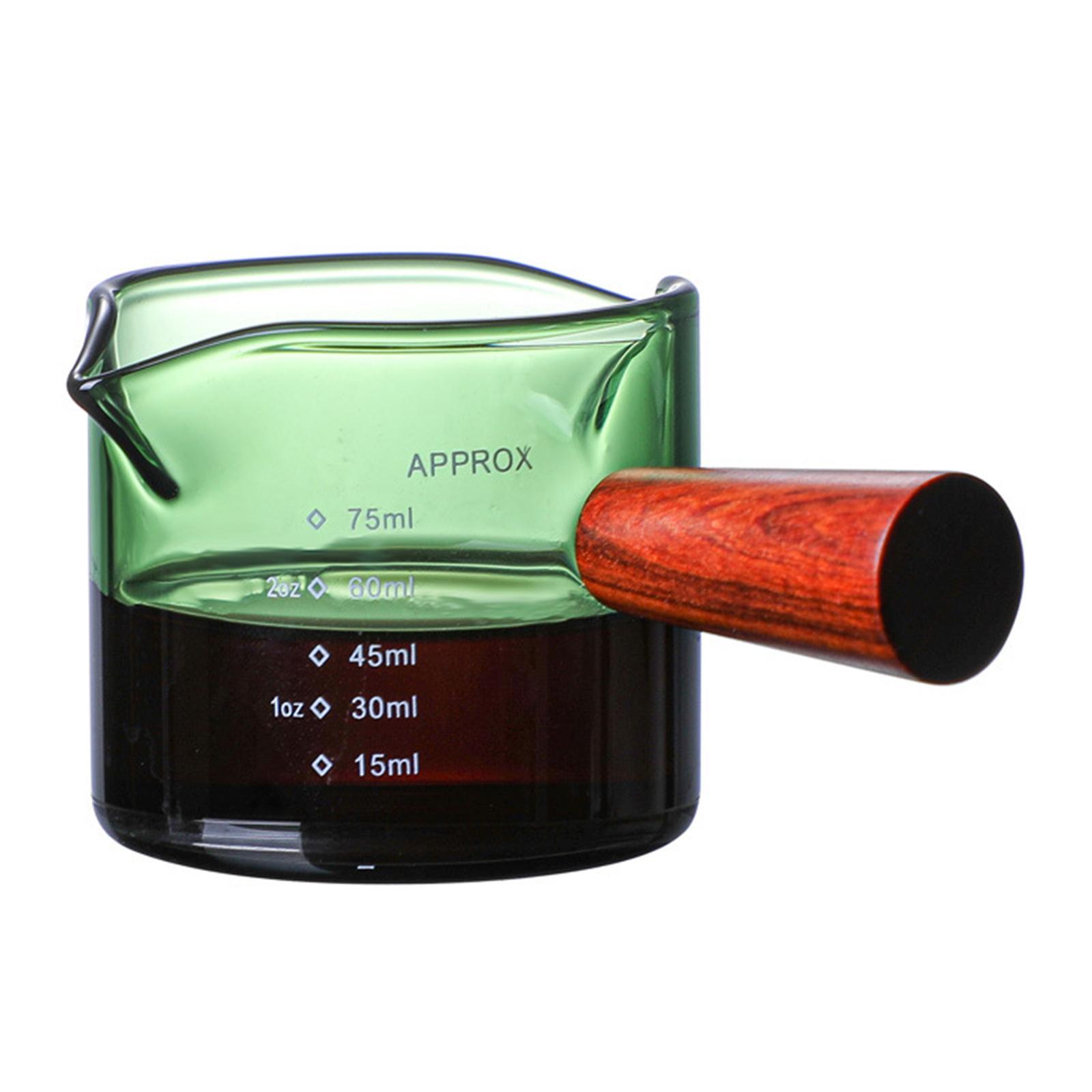 2 Pieces Espresso Coffee Cup, Measuring Cup Double Spouts With Wooden Handle