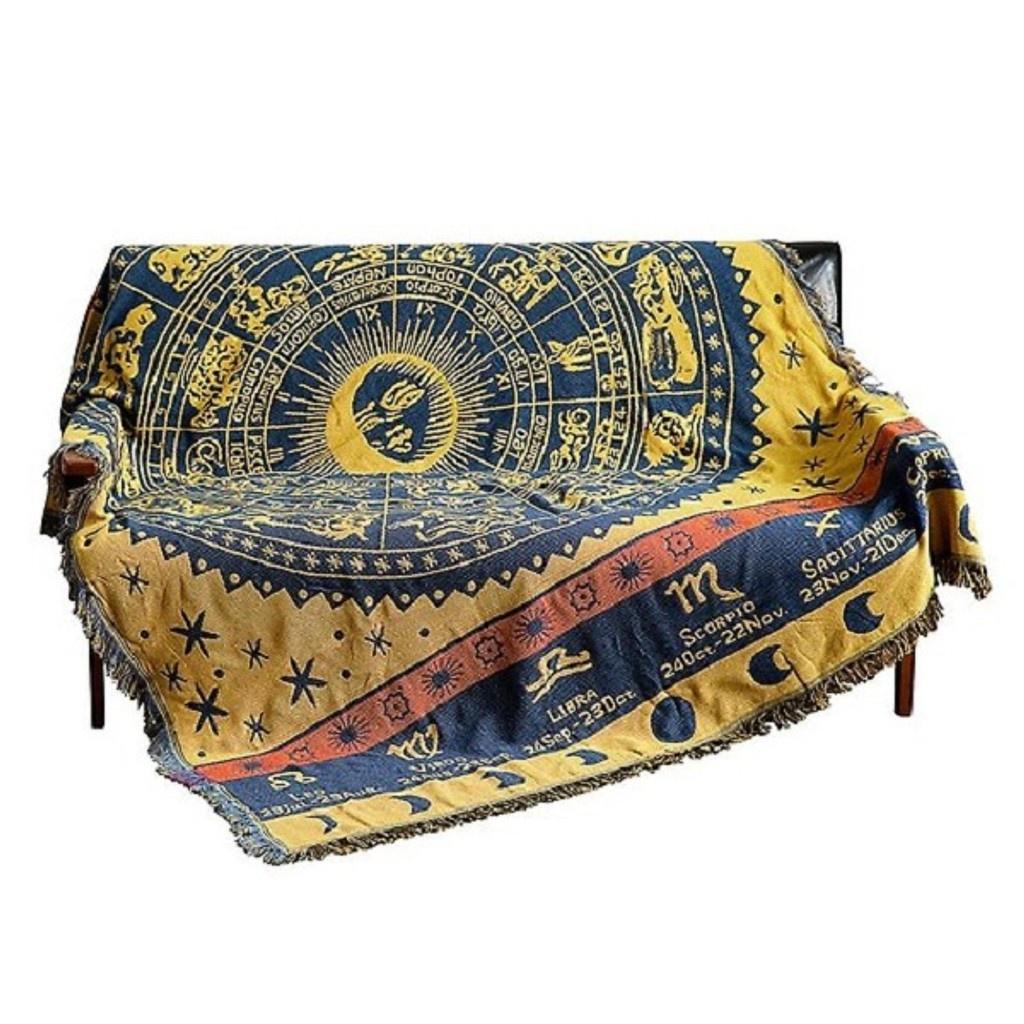 Thảm vintage, Thảm thổ cẩm kích thước 180x230 Cung Hoàng Đạo