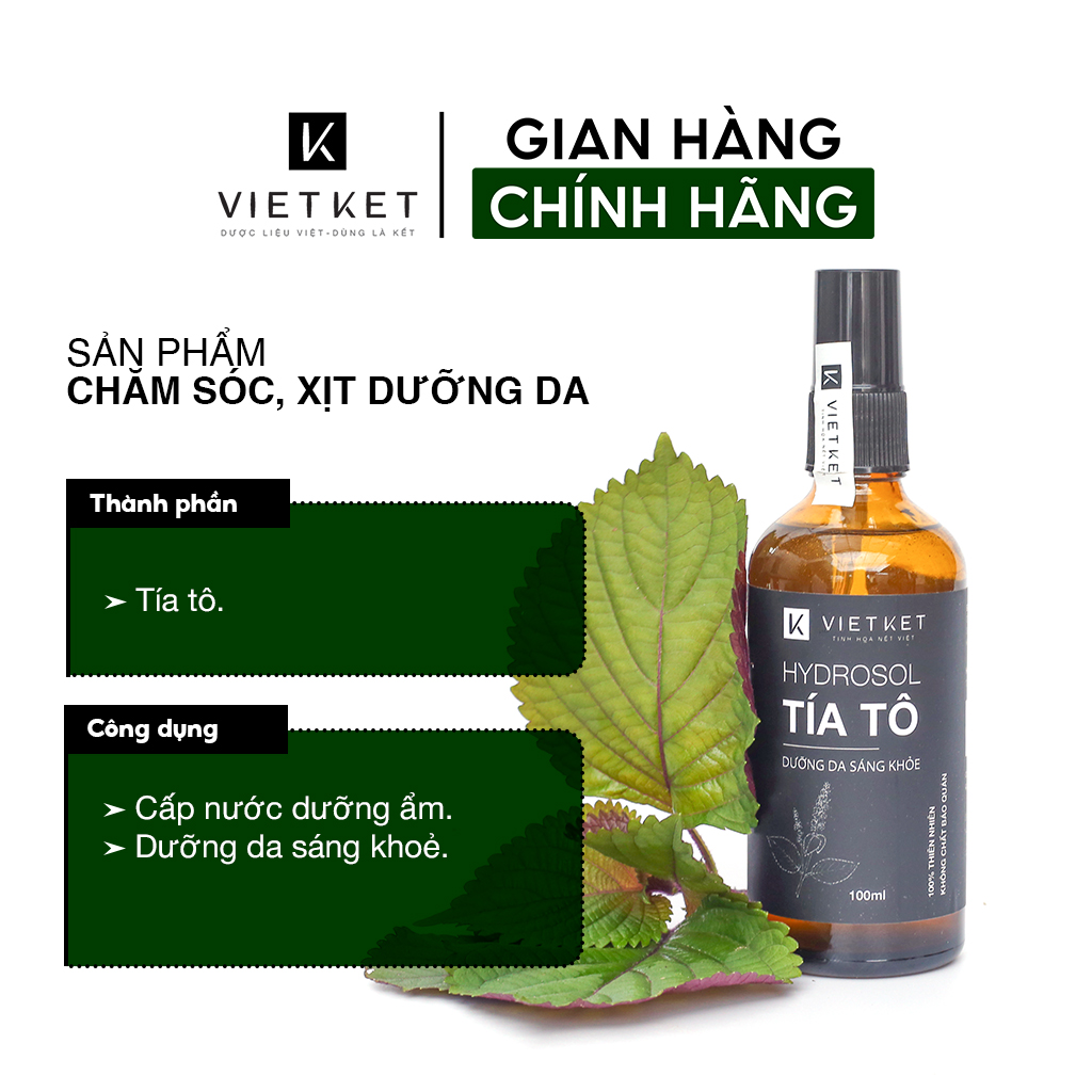 Lọ xịt Hydrosol tía tô VIETKET 100ml - Dưỡng da sáng khoẻ