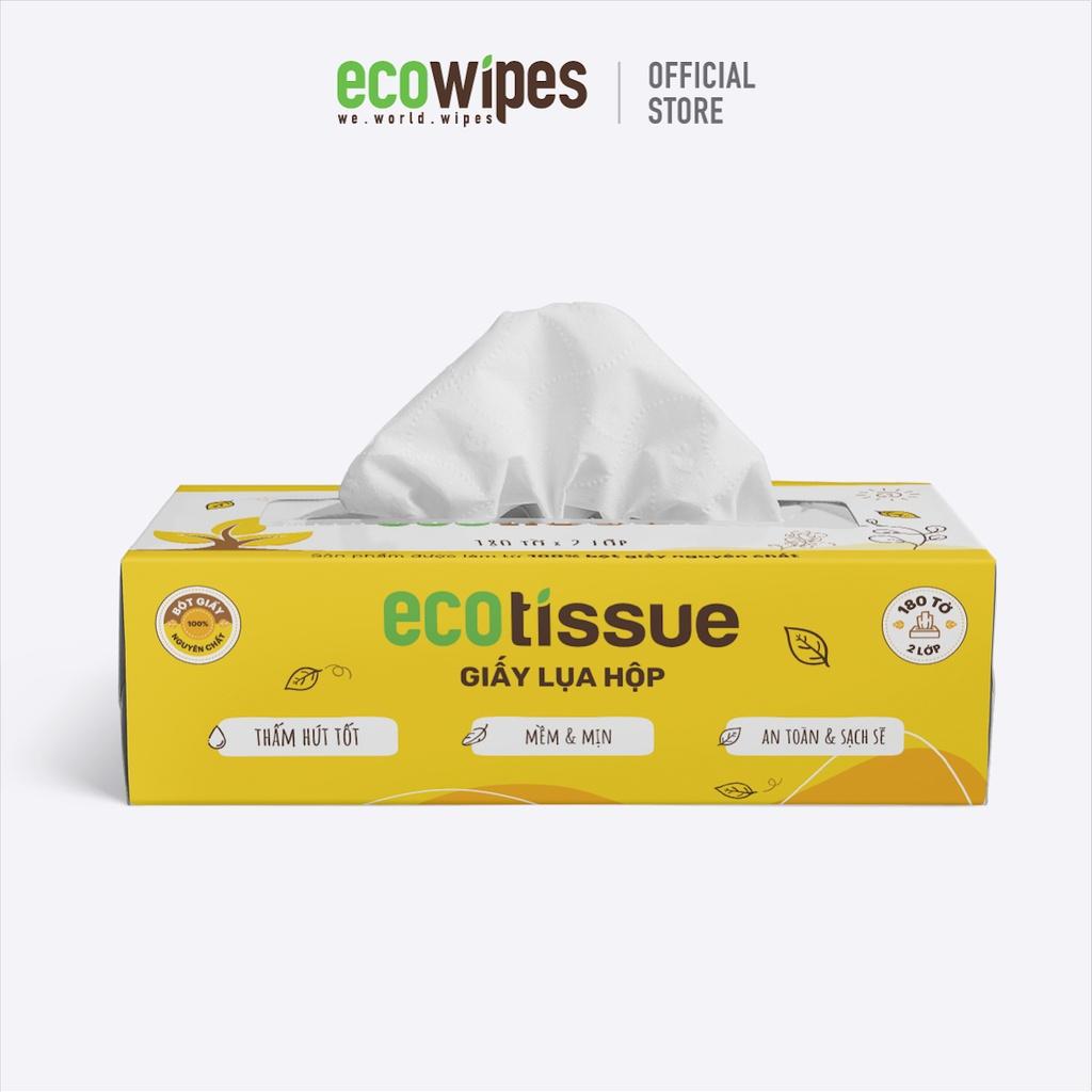 Combo 10 hộp khăn giấy khăn ăn giấy lụa Ecotissue hộp cao cấp 180 tờ siêu mềm mịn thấm hút tốt an toàn khi sử dụng