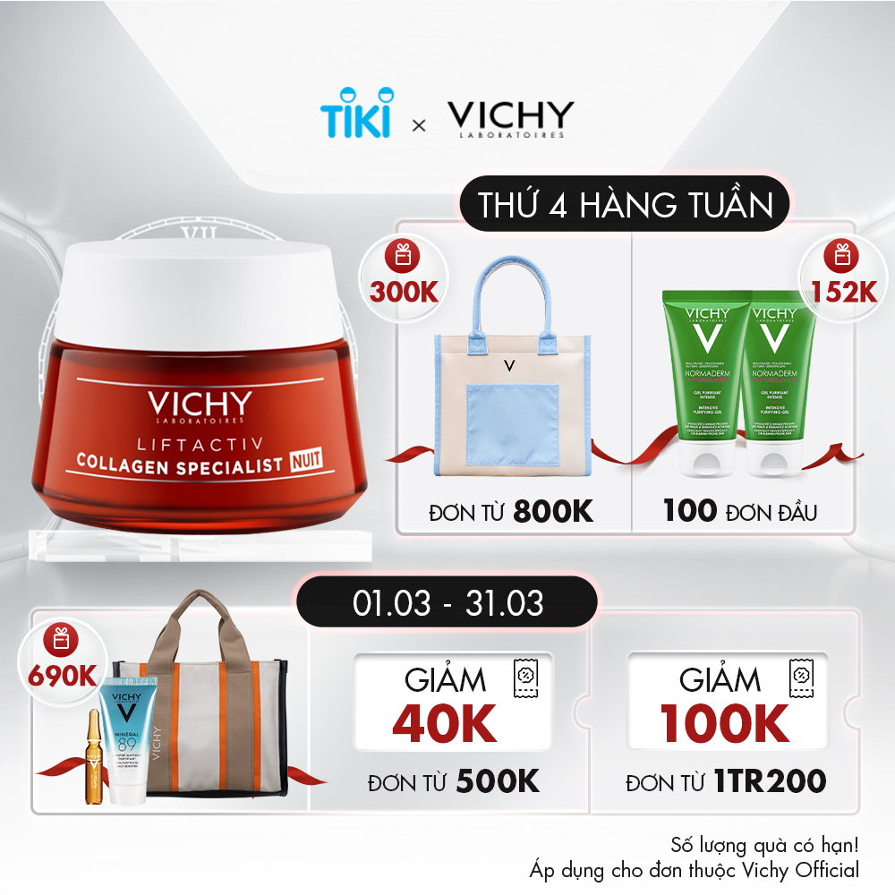 Kem dưỡng giúp sáng da, mờ thâm nám ban đêm Vichy LIFTACTIV COLLAGEN SPECIALIST NIGHT