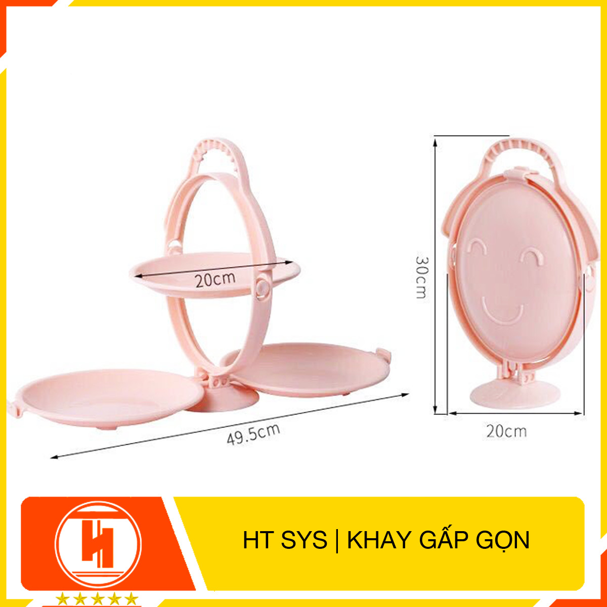 Khay đĩa mứt gấp gọn để bàn HT SYS - Tích hợp 3 đĩa đựng hoa quả, bánh kẹo, mứt tết - Chất liệu nhựa ABS cao cấp - Giao màu ngẫu nhiên