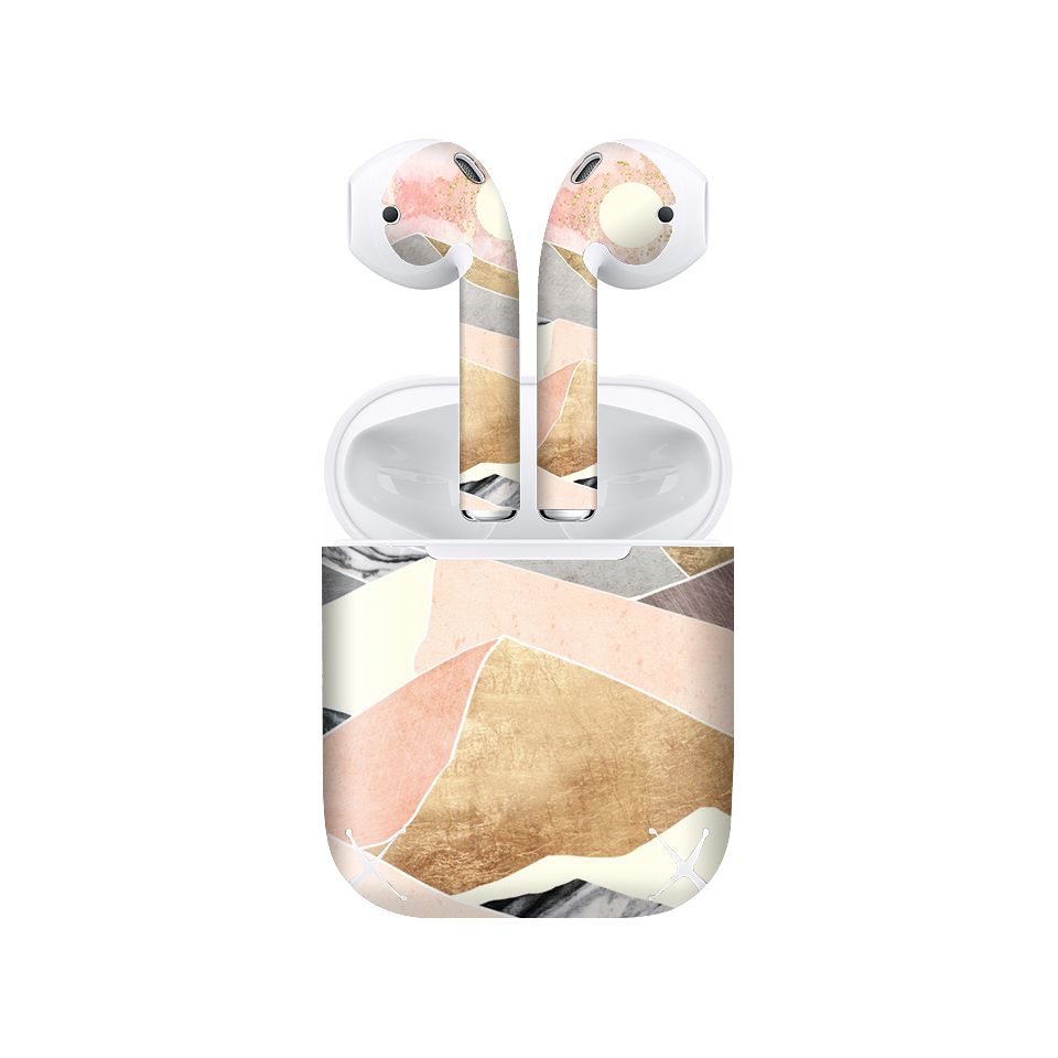 Miếng dán skin chống bẩn cho tai nghe AirPods in hình giả sơn mài - GSM080 (bản không dây 1 và 2