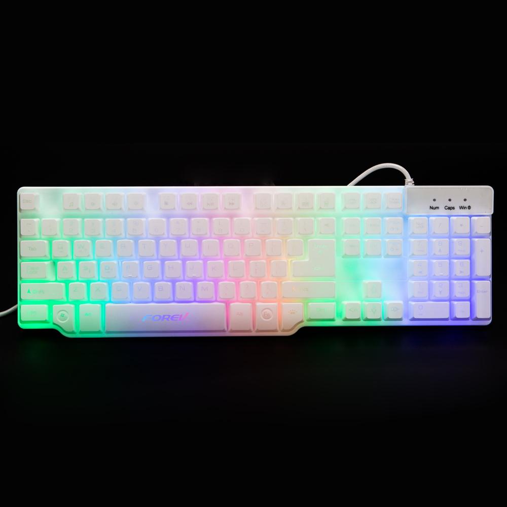 Bàn phím cơ giả chơi game chuyên nghiệp có dây USB đèn nền cho máy tính để bàn FOREV
