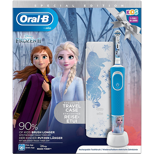 Bàn chải điện trẻ em Oral-B Vitality 100 Disney Travel Case Frozen II Pro 3+ D100.413.2KX - Hàng chính hãng