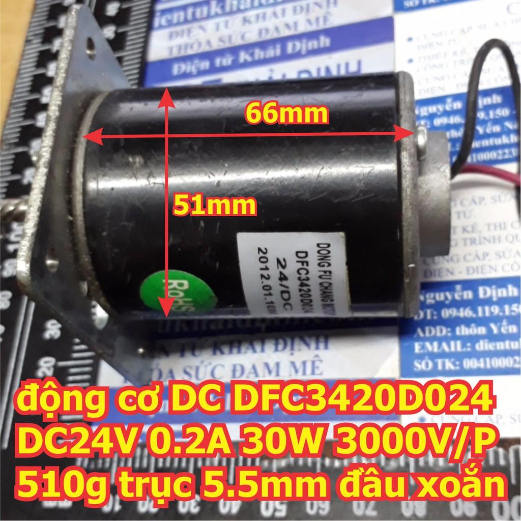 Động cơ DC DFC3420D024 DC24V 0.2A 30W 3000V/P trục vặn M4 510g trục 5.5mm đầu xoắn kde4573