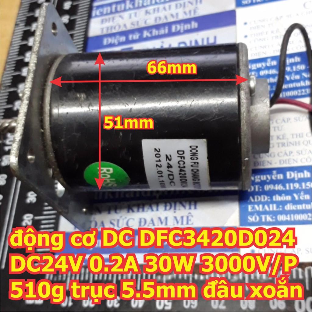 động cơ DC DFC3420D024 DC24V 0.2A 30W 3000V/P trục vặn M4 510g trục 5.5mm đầu xoắn kde4573