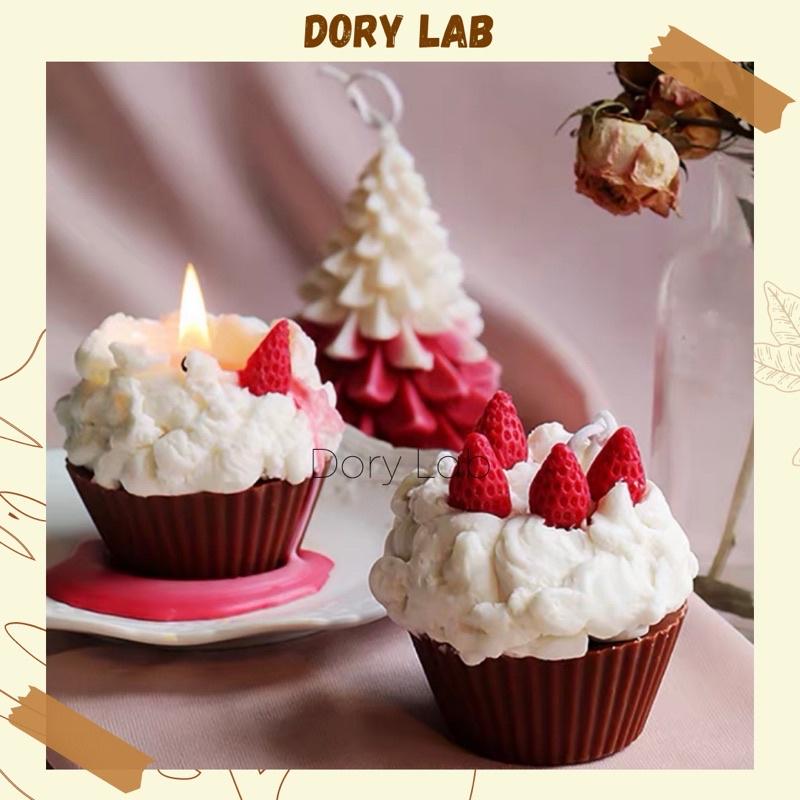 Nến Thơm Bánh Cupcake Dâu Tây Mini Hàn Quốc, Phụ Kiện Decor, Quà Tặng